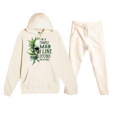 Skull I’M A Simple Man I Like Doobies And Boobies Premium Hooded Sweatsuit Set