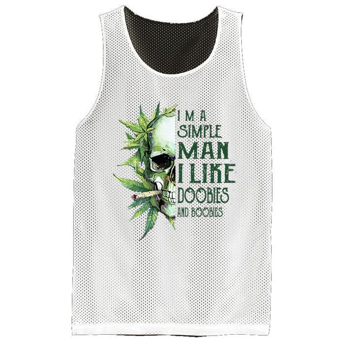 Skull I’M A Simple Man I Like Doobies And Boobies Mesh Reversible Basketball Jersey Tank