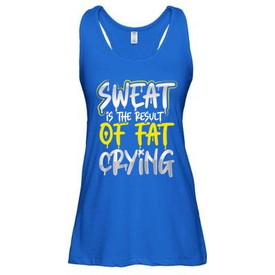 Sweat Is A Result Of Fat Crying Gift Workout Gym Design Gift Ladies Essential Flowy Tank