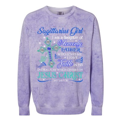 Sagittarius I Am A Daughter Of Heavenly Jesus Christ Gift Colorblast Crewneck Sweatshirt