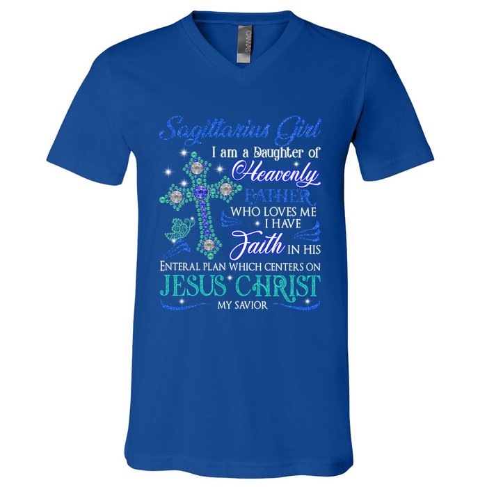 Sagittarius I Am A Daughter Of Heavenly Jesus Christ Gift V-Neck T-Shirt