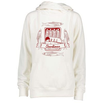 Sardines In A Tin Womens Funnel Neck Pullover Hood