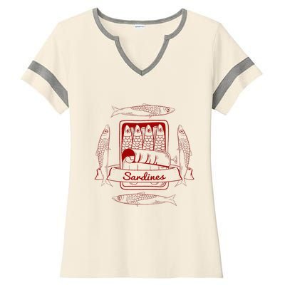 Sardines In A Tin Ladies Halftime Notch Neck Tee