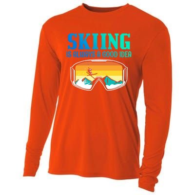 Skiing Is Always A Good Idea Ski Driving Gift Cooling Performance Long Sleeve Crew