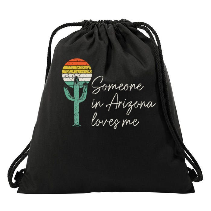 Someone In Arizona Loves Me Cactus AZ Vintage Drawstring Bag