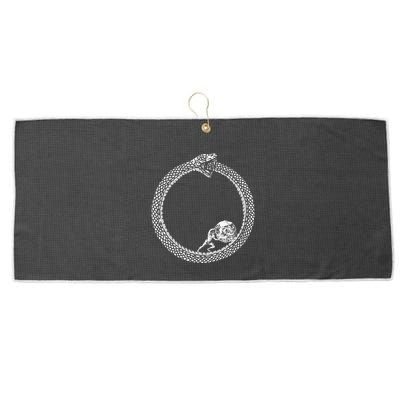 Sisyphus In An Ouroboros Snake Large Microfiber Waffle Golf Towel