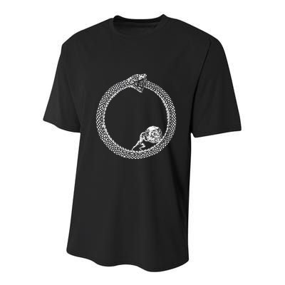 Sisyphus In An Ouroboros Snake Youth Performance Sprint T-Shirt