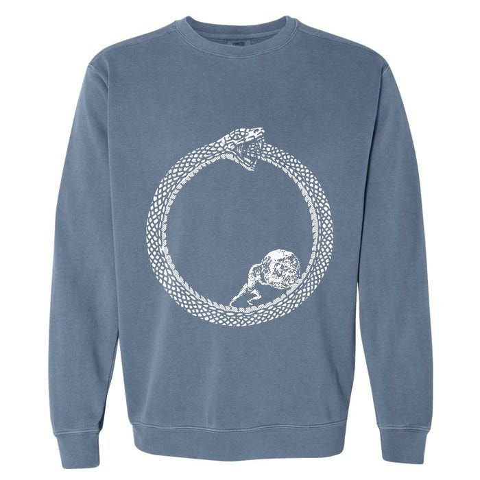 Sisyphus In An Ouroboros Snake Garment-Dyed Sweatshirt