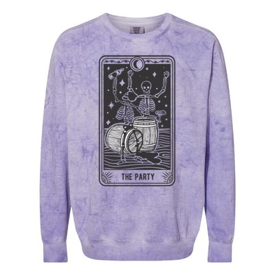 Skeletons In A Party Vintage Tarot Card Retro Design Gift Colorblast Crewneck Sweatshirt