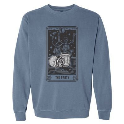 Skeletons In A Party Vintage Tarot Card Retro Design Gift Garment-Dyed Sweatshirt