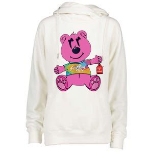 Sorry In Advance Pink Bear Holding Price Ticket Design Womens Funnel Neck Pullover Hood