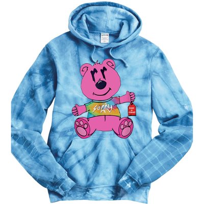 Sorry In Advance Pink Bear Holding Price Ticket Design Tie Dye Hoodie