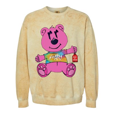 Sorry In Advance Pink Bear Holding Price Ticket Design Colorblast Crewneck Sweatshirt