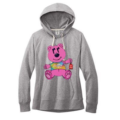 Sorry In Advance Pink Bear Holding Price Ticket Design Women's Fleece Hoodie