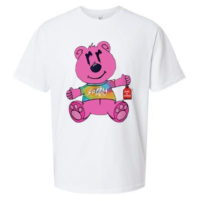 Sorry In Advance Pink Bear Holding Price Ticket Design Sueded Cloud Jersey T-Shirt