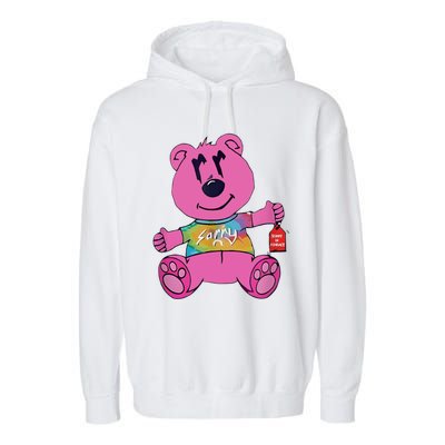 Sorry In Advance Pink Bear Holding Price Ticket Design Garment-Dyed Fleece Hoodie