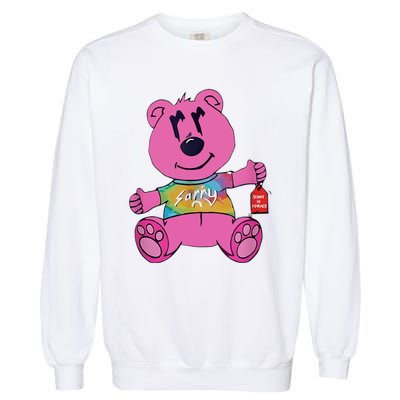 Sorry In Advance Pink Bear Holding Price Ticket Design Garment-Dyed Sweatshirt