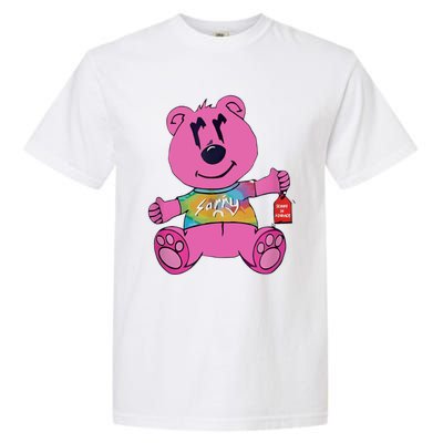 Sorry In Advance Pink Bear Holding Price Ticket Design Garment-Dyed Heavyweight T-Shirt