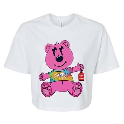 Sorry In Advance Pink Bear Holding Price Ticket Design Bella+Canvas Jersey Crop Tee