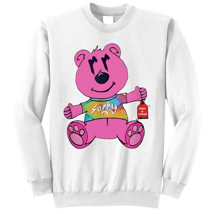 Sorry In Advance Pink Bear Holding Price Ticket Design Sweatshirt