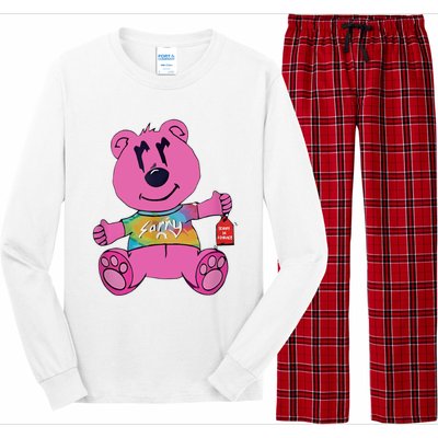 Sorry In Advance Pink Bear Holding Price Ticket Design Long Sleeve Pajama Set