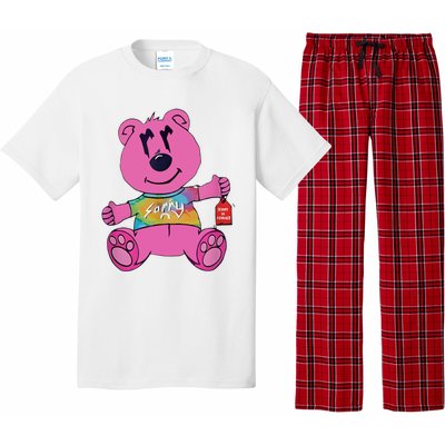 Sorry In Advance Pink Bear Holding Price Ticket Design Pajama Set