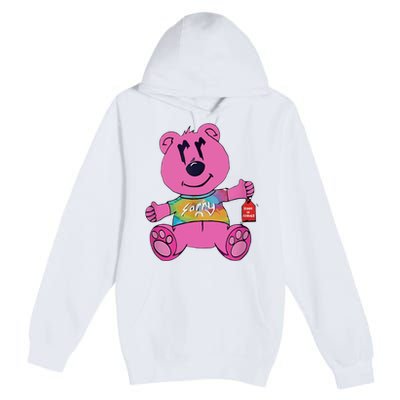 Sorry In Advance Pink Bear Holding Price Ticket Design Premium Pullover Hoodie