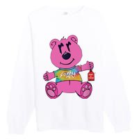 Sorry In Advance Pink Bear Holding Price Ticket Design Premium Crewneck Sweatshirt