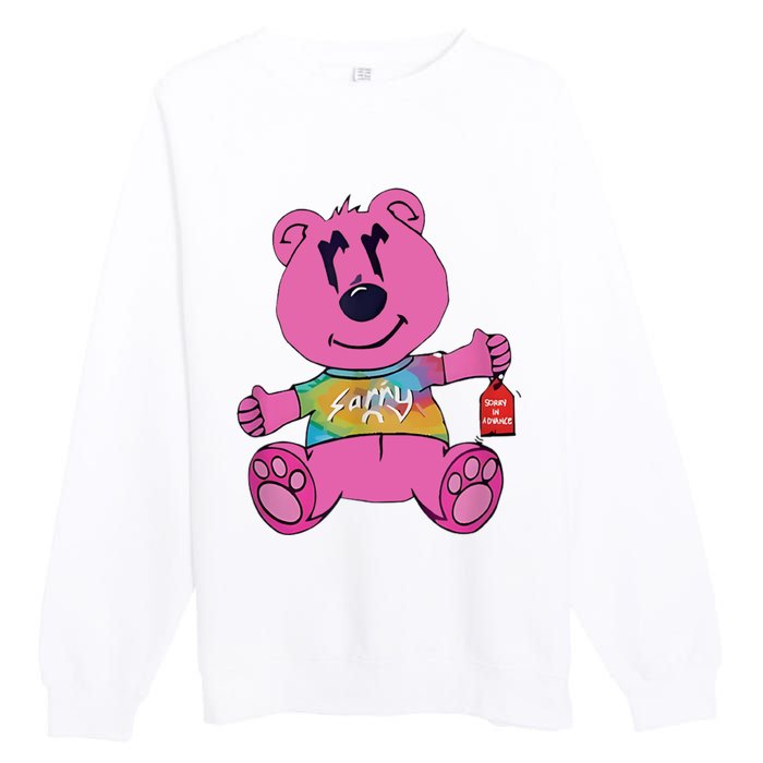 Sorry In Advance Pink Bear Holding Price Ticket Design Premium Crewneck Sweatshirt