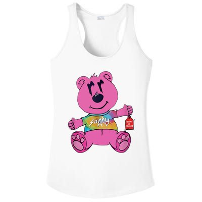 Sorry In Advance Pink Bear Holding Price Ticket Design Ladies PosiCharge Competitor Racerback Tank