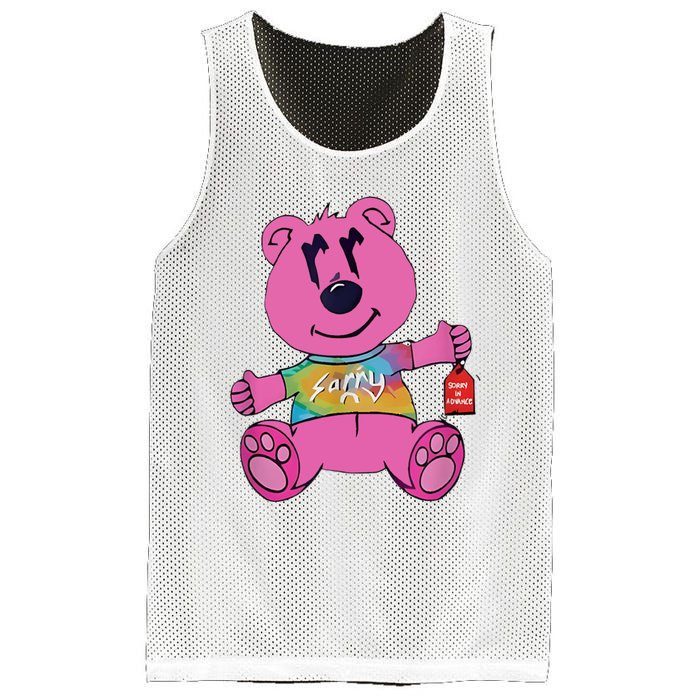 Sorry In Advance Pink Bear Holding Price Ticket Design Mesh Reversible Basketball Jersey Tank