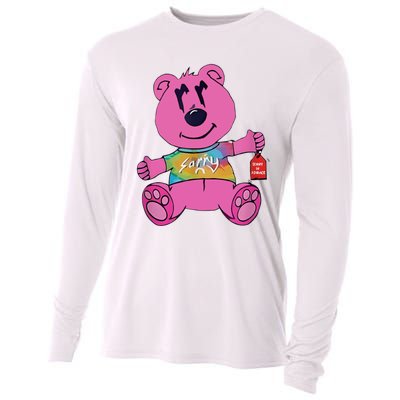 Sorry In Advance Pink Bear Holding Price Ticket Design Cooling Performance Long Sleeve Crew