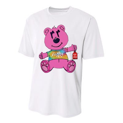 Sorry In Advance Pink Bear Holding Price Ticket Design Performance Sprint T-Shirt