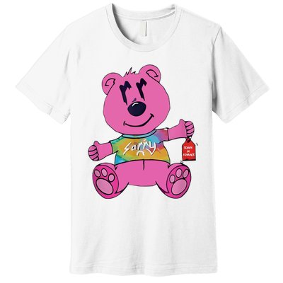 Sorry In Advance Pink Bear Holding Price Ticket Design Premium T-Shirt