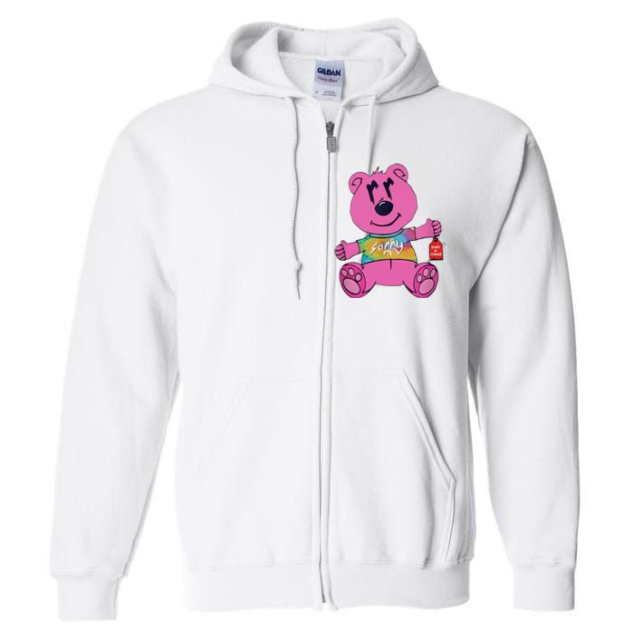 Sorry In Advance Pink Bear Holding Price Ticket Design Full Zip Hoodie