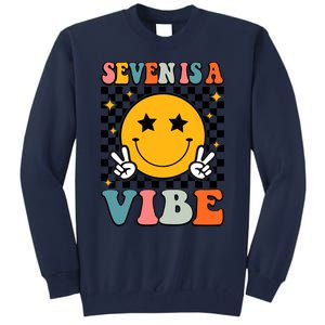 Seven Is A Vibe 7th Birthday Groovy Boy Girl 7 Years Old Tall Sweatshirt