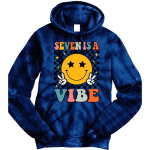 Seven Is A Vibe 7th Birthday Groovy Boy Girl 7 Years Old Tie Dye Hoodie