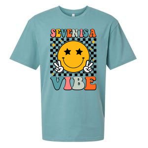 Seven Is A Vibe 7th Birthday Groovy Boy Girl 7 Years Old Sueded Cloud Jersey T-Shirt