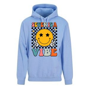 Seven Is A Vibe 7th Birthday Groovy Boy Girl 7 Years Old Unisex Surf Hoodie