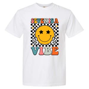 Seven Is A Vibe 7th Birthday Groovy Boy Girl 7 Years Old Garment-Dyed Heavyweight T-Shirt