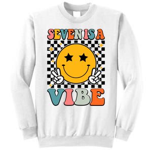 Seven Is A Vibe 7th Birthday Groovy Boy Girl 7 Years Old Sweatshirt