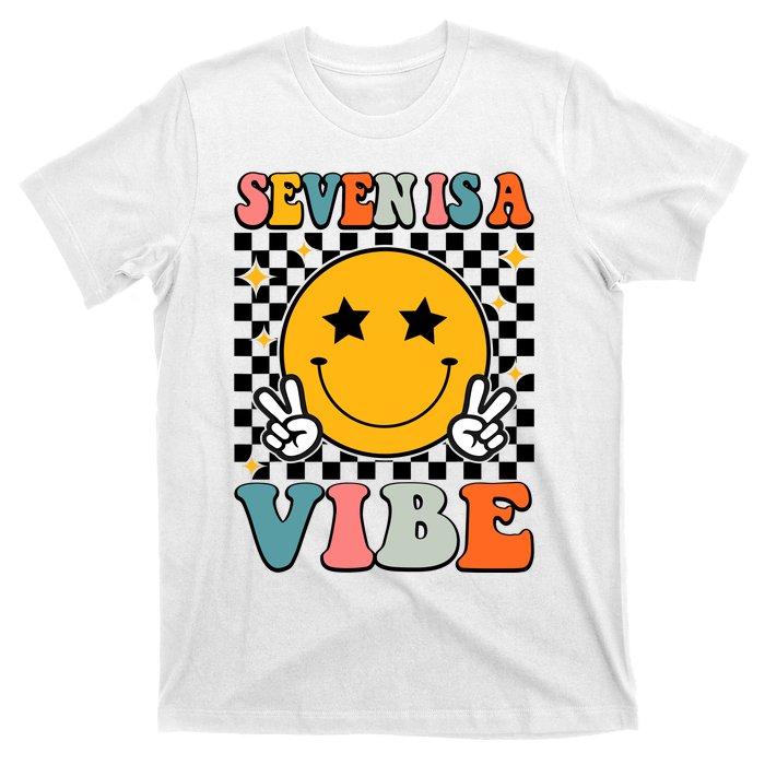 Seven Is A Vibe 7th Birthday Groovy Boy Girl 7 Years Old T-Shirt