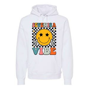 Seven Is A Vibe 7th Birthday Groovy Boy Girl 7 Years Old Premium Hoodie