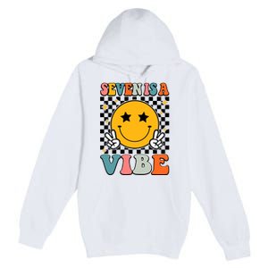 Seven Is A Vibe 7th Birthday Groovy Boy Girl 7 Years Old Premium Pullover Hoodie