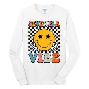 Seven Is A Vibe 7th Birthday Groovy Boy Girl 7 Years Old Tall Long Sleeve T-Shirt