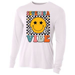 Seven Is A Vibe 7th Birthday Groovy Boy Girl 7 Years Old Cooling Performance Long Sleeve Crew