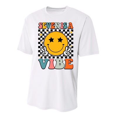 Seven Is A Vibe 7th Birthday Groovy Boy Girl 7 Years Old Performance Sprint T-Shirt