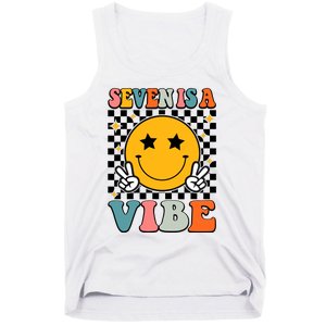 Seven Is A Vibe 7th Birthday Groovy Boy Girl 7 Years Old Tank Top