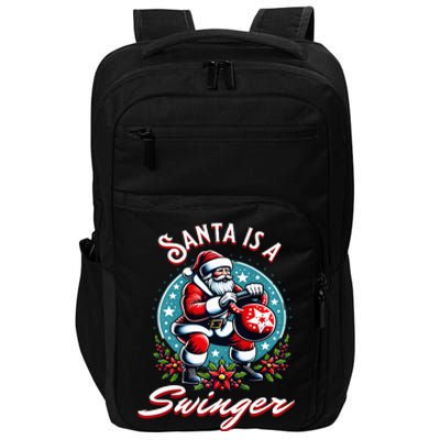 Santa is a swinger Christmas kettlebell gym Impact Tech Backpack