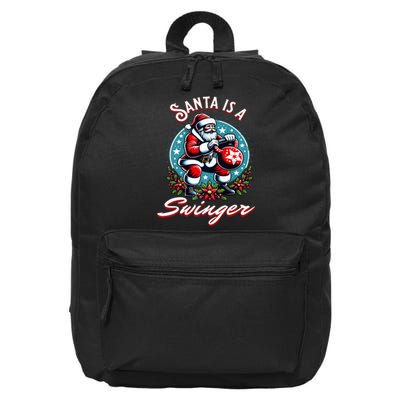 Santa is a swinger Christmas kettlebell gym 16 in Basic Backpack